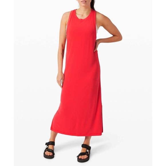 NEW LULULEMON ease of it all dress in carnation red - Picture 1 of 3